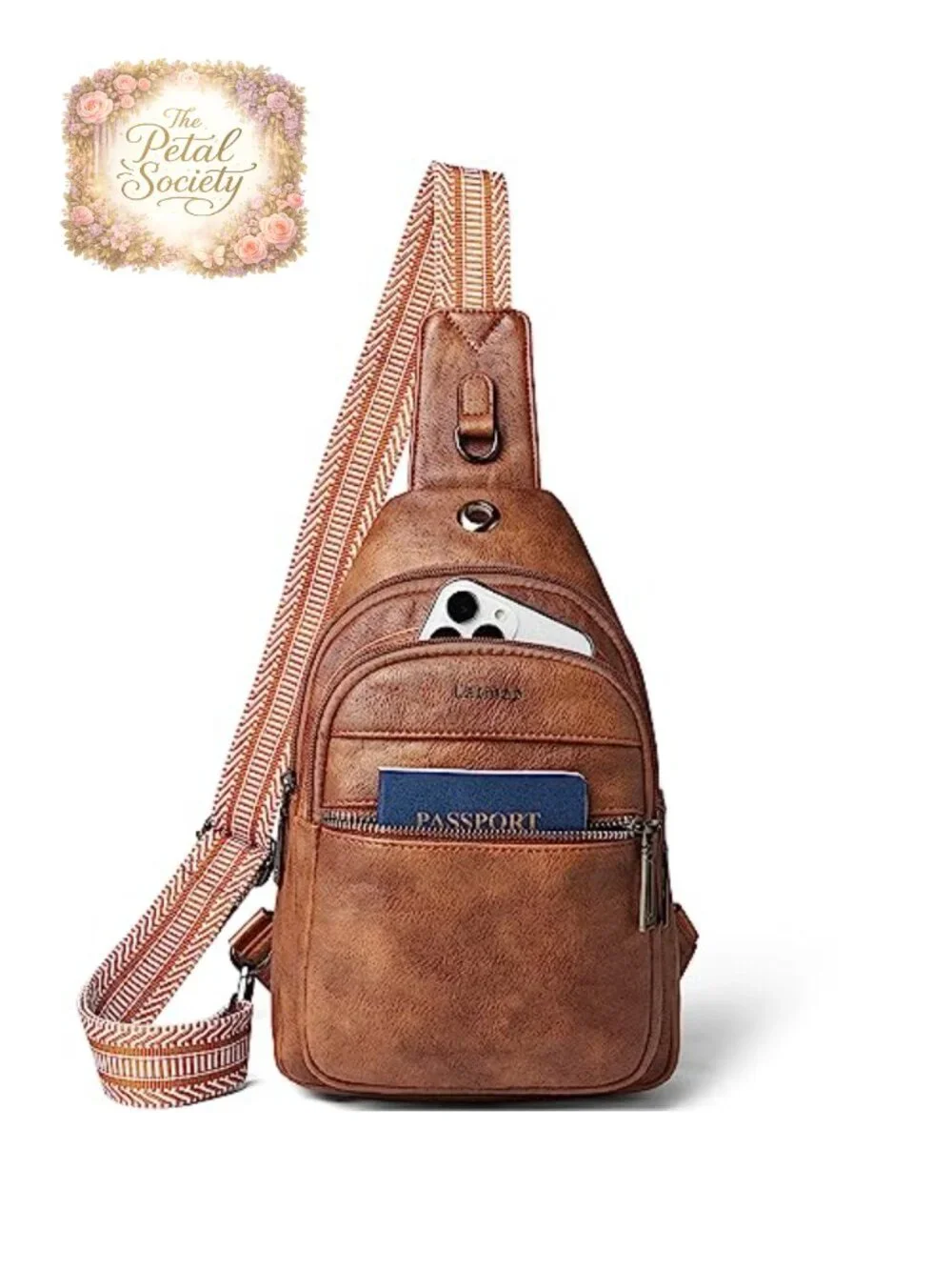Faux Leather Anti Theft Sling Bag Crossbody Backpack Waterproof